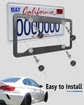 ZXFOOG Carbon Fiber License Plate Frames- 2 Pack Black Aluminum Front & Rear Auto Car Tag Holder, Heavy Duty Bracket with Mount Hardware, Screws Caps, Rattle Proof Pads (Carbon Pattern