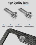 ZXFOOG Carbon Fiber License Plate Frames- 2 Pack Black Aluminum Front & Rear Auto Car Tag Holder, Heavy Duty Bracket with Mount Hardware, Screws Caps, Rattle Proof Pads (Carbon Pattern