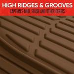 Motor Trend FlexTough Deep Dish All-Weather Floor Mats, Waterproof Trim-To Fit Mats for Cars, Trucks, SUVs - Universal Automotive Floor Liners, Car Accessories, Brown