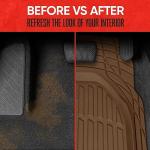 Motor Trend FlexTough Deep Dish All-Weather Floor Mats, Waterproof Trim-To Fit Mats for Cars, Trucks, SUVs - Universal Automotive Floor Liners, Car Accessories, Brown