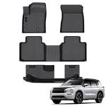 Auxko All Weather Floor Mats Fit for Mitsubishi Outlander 2025 2024 2023 2022(Not phev or Sport) TPE Rubber Liners Outlander Accessories All Season Guard Odorless Anti-Slip Floor Mats 3 Row
