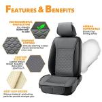 Elantrip 2PCs Front Car Seat Covers Leather Car Seat Protector Universal fit for Most Cars SUVs and Trucks Water Proof Seat Protector Gray