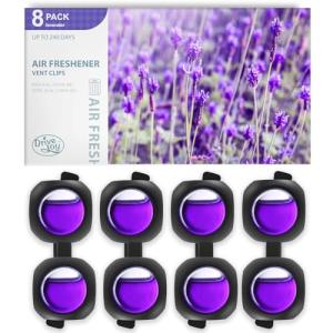 Car Air Freshener Vent Clips, 8 Pack, Provides Long-Lasting Scent, Up to 240 Days, Odor Eliminator (Lavender)