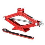 DNA MOTORING 1.5 Ton (3,306 lbs) Scissor Lift Jack with Labor-Saving Ratchet Wrench for Most Cars, 4'' - 15.2'' Lifting Range, Red, TOOLS-00477