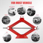 DNA MOTORING 1.5 Ton (3,306 lbs) Scissor Lift Jack with Labor-Saving Ratchet Wrench for Most Cars, 4'' - 15.2'' Lifting Range, Red, TOOLS-00477