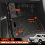 NQOQN All Weather Floor Mats Fit for 2017-2023 GMC Acadia 7 Seats with 2nd Row Bench Seat Floor Mats & Trunk Mat & 2nd Backrest Mats & 3rd Row Backrest Mats for GMC Acadia Accessories Floor Liner