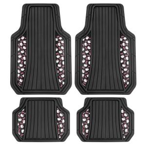 Hello Kitty Car Mats 4pc Floor Mats for Cars Trucks SUVs Black Car Floor Mats for Women Men Accessories Rubber Heavy Duty Cute Non-Slip Always Front Rear Hello Kitty Cars Accessories Black/Red