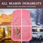 CAR PASS Floor Mats for Cars M-L Size, Heavy Duty Rubber Floor Mats with Trunk Cargo Liner, Universal Trim-to Fit Automotive Floor mats for Truck Van SUV Waterproof All Weather Car Mats All Pink