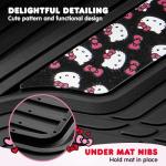 Hello Kitty Car Mats 4pc Floor Mats for Cars Trucks SUVs Black Car Floor Mats for Women Men Accessories Rubber Heavy Duty Cute Non-Slip Always Front Rear Hello Kitty Cars Accessories Black/Red