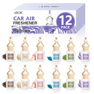 AROIC 12 Pack Car Air Freshener, Car Smell Air Freshener Diffuser Essential Oil Scent for Women & Men, Car Accessories Interior, Hanging Automotive Light Fragrance with Many Flavors