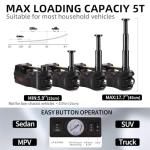 ROGTZ Electric Hydraulic Car Jack Kit 5 Ton 12V Portable Lift Range 17.7 Inch with Impact Wrench and Tire Inflator Pump for SUV Sedan Truck Car Repair Floor Jack for Vehicle Tire Change with LED Light