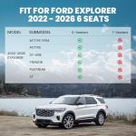 LASFIT Floor Mats & Cargo with Backrest Mat for Ford Explorer 2022-2025 2026 6 Passenger, Custom Fit All Weather Protector TPE Easy Clean Floor Liners, 5pcs Full Set Black