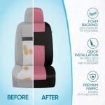 BDK PolyPro Car Seat Covers Full Set in Pink on Black, Front and Rear Split Bench Seat Covers for Cars, Easy to Install Car Seats Cover Set and Accessories for Auto Trucks Van SUV - Pink