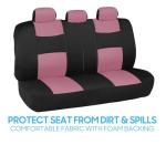 BDK PolyPro Car Seat Covers Full Set in Pink on Black, Front and Rear Split Bench Seat Covers for Cars, Easy to Install Car Seats Cover Set and Accessories for Auto Trucks Van SUV - Pink