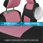 BDK PolyPro Car Seat Covers Full Set in Pink on Black, Front and Rear Split Bench Seat Covers for Cars, Easy to Install Car Seats Cover Set and Accessories for Auto Trucks Van SUV - Pink