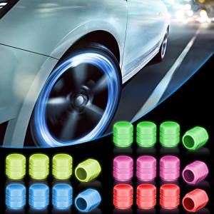 Tallew 20 Pcs Glow in The Dark Tire Valve Caps Fluorescent Valve Stem Caps Universal Car Tire Air Covers for Cars Motorcycles SUV Trucks Bikes Accessories, 5 Colors