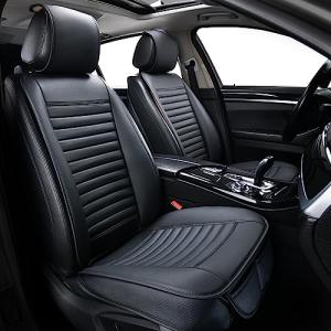 Sunny color 2pc Car Seat Covers, Luxury Car Protectors, Universal Anti-Slip Driver Seat Covers, Edge Wrapping Front Car Seat Covers with PU Leather(Black)