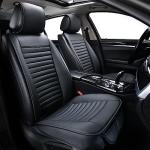 Sunny color 2pc Car Seat Covers, Luxury Car Protectors, Universal Anti-Slip Driver Seat Covers, Edge Wrapping Front Car Seat Covers with PU Leather(Black)