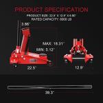 Heavy Duty Hydraulic Car Floor Jack with Quick Lift Pump for All Terrain Vehicles, 3 Ton Capacity, Red
