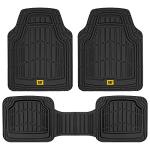 Cat® ToughRide™ Heavy-Duty 3 Piece Rubber All Season Floor Mats for Car Truck Van SUV, Black - Premium Trim to Fit Cars Floor Mat, All Weather Deep Dish Automotive Floor Mats, Total Dirt Protection