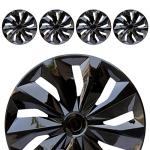 Hubcaps Wheel Cover Replacement R16 Size Hub Cap Universal-Fit Steel Wheel Rim Caps ABS Tire Covers for Most Cars Trucks Sedans SUV -Set of 4（16-inch，Black）