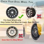 Hubcaps Wheel Cover Replacement R16 Size Hub Cap Universal-Fit Steel Wheel Rim Caps ABS Tire Covers for Most Cars Trucks Sedans SUV -Set of 4（16-inch，Black）