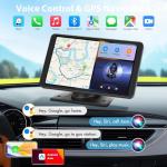 Carplay Screen for Car, 7" HD Wireless Portable Car Play Touchscreen Stereo with Android Auto Mirror Link/Backup Camera/GPS Navigation/Satellite Radio for All Vehicles