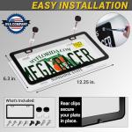 Premium Slim Matte Black License Plate Frame – 1 Piece, Rust-Free Stainless Steel & Rattle-Free, Street Legal, Universal with Screw Caps, Thin Edged Metal Front or Rear Car Tag Holder for Men & Women