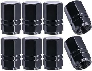MEAJOO 8PCS Tire Valve Stem Caps, with Rubber O-Ring, Corrosion Resistant Leak-Proof, Aluminum Alloy Universal Wheel Valve Covers for Cars, SUV, Trucks, Bikes, Motorcycles, Bicycles(Black)