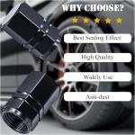 MEAJOO 8PCS Tire Valve Stem Caps, with Rubber O-Ring, Corrosion Resistant Leak-Proof, Aluminum Alloy Universal Wheel Valve Covers for Cars, SUV, Trucks, Bikes, Motorcycles, Bicycles(Black)