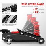 DNA MOTORING Low Profile Hydraulic Trolley Service/Floor Jack, 1.5 Ton (3000 lbs) Capacity, Lifting Range 5.3"-12", Black, TOOLS-00327-BK