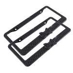 Fashion Sparkle Black with Black Bowknot Design Crystal License Plate Frames,Exclusive Bling License Plate Holder,Waterproof Rhinestone License Plate Cover for Women(2 Frames)