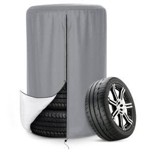AKEfit Tire Cover, Heavy Duty Waterproof and Dustproof Tire Storage Bag for Jeep Trailer RV SUV Truck Tires with Zipper (Grey,Holding 4 Tires Within 32 Inch Diameter)