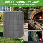 AKEfit Tire Cover, Heavy Duty Waterproof and Dustproof Tire Storage Bag for Jeep Trailer RV SUV Truck Tires with Zipper (Grey,Holding 4 Tires Within 32 Inch Diameter)