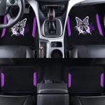 CAR PASS Embroidery Butterfly Leather Car Floor Mats, Purple Carpet Floor Mats with Heel Pad for Cute Women Girl, Universal Fit for Suvs,Sedans,Trucks,Cars, Set of 4 ((Black and Purple)