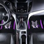 CAR PASS Embroidery Butterfly Leather Car Floor Mats, Purple Carpet Floor Mats with Heel Pad for Cute Women Girl, Universal Fit for Suvs,Sedans,Trucks,Cars, Set of 4 ((Black and Purple)
