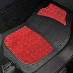 FH Group Automotive Floor Mats - Heavy-Duty Metallic Rubber Floor Mats for Cars, Universal Fit Full Set, Climaproof & Trimmable Floor Mats for Most Sedan, SUV, Truck, Red