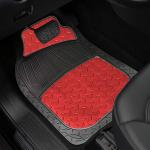 FH Group Automotive Floor Mats - Heavy-Duty Metallic Rubber Floor Mats for Cars, Universal Fit Full Set, Climaproof & Trimmable Floor Mats for Most Sedan, SUV, Truck, Red