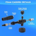 SEPLY Pressure Washer Foam Cannon, Dual Connector Snow Foam Blaster with 5 Spray Nozzle Tips, 1/4" Quick Connect Foam Lance, Double Tip Design for Car Washing