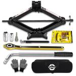 Car Jack Kit, Scissor Jack for Car 2 Ton (4409 lbs),Emergency Tire Kit with Lug Wrench,Suitable for Sedan, Coupe, SUV, MPV and Most Cars