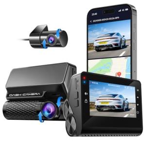 IKOPO 4K Dash Cam Front and Rear, 30FPS Dash Camera for Cars with UHD 2160P Night Vision, 3'' IPS Screen Dual Dashcam Built-in WiFi with GPS, App Control, 24H Parking Mode, G-Sensor