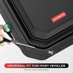 Coverado Universal Car Floor Mats Full Sets, Waterproof All Weather Automotive Floor Mats, Deep Dish, Trim to Fit Automotive Mats for Cars SUV Truck Vans, 3PCS Set, Black
