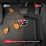 Coverado Universal Car Floor Mats Full Sets, Waterproof All Weather Automotive Floor Mats, Deep Dish, Trim to Fit Automotive Mats for Cars SUV Truck Vans, 3PCS Set, Black