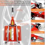 DESEQPT Upgraded Portable Effortless Tire Jack Tool with Roller Plate and Double Ramp, Removable Handle with Screw [Roller + Separate Ramp Version]