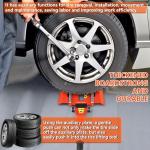 DESEQPT Upgraded Portable Effortless Tire Jack Tool with Roller Plate and Double Ramp, Removable Handle with Screw [Roller + Separate Ramp Version]