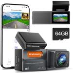 Grishcamy Dash Cam WiFi 2K Dash Camera for Cars, QHD Dashcams Car Camera Included 64GB SD Card, APP Control, WDR Night Vision, Loop Recording, G-Sensor, Parking Mode