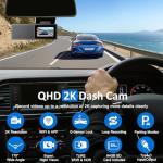 Grishcamy Dash Cam WiFi 2K Dash Camera for Cars, QHD Dashcams Car Camera Included 64GB SD Card, APP Control, WDR Night Vision, Loop Recording, G-Sensor, Parking Mode