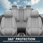 AOOG Car Seat Covers Full Set, Leather Seat Covers for Car, Waterproof Car Seat Protector with Lumbar Support, Automotive Seat Covers Universal Fit for Most Cars SUV Trucks (Full Set, Grey)