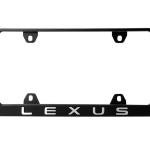 License Plate Frame – Stealth Black Powder Coat UV Resistant Rust-Proof Steel Plate Holder - 1pc - Compatible with is GS LS NX UX ES RX GX LX RZ (3D Silver Alloy Raised Letter with MOUNTING Hardware)