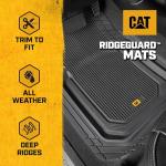 Cat® ToughLiner™ Car Floor Mats - Heavy Duty Trim to Fit Mat for Trucks - Car Mats & SUV Floor Liners for Car - All-Weather Truck Accessories & Odorless Rubber Automotive Mats - Black